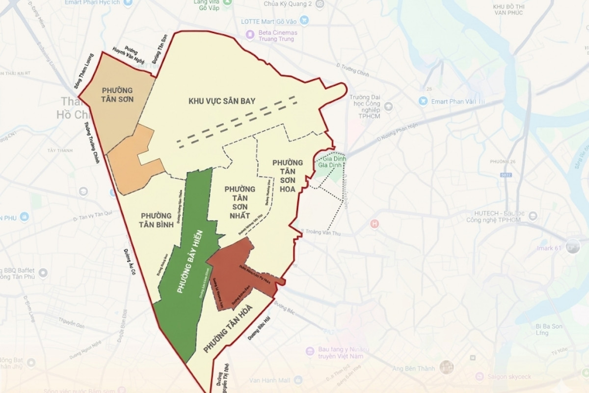 Administrative map of Tân Bình District after boundary adjustment in Ho Chi Minh City